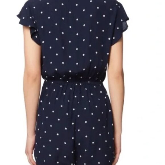 Rails Navy Blue White Polka Dot Romper Size M - Picture 2 of 11